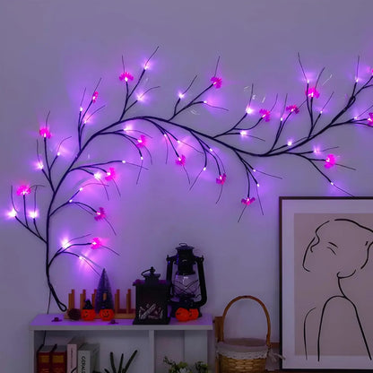 Halloween Willow Vine String Lights 8 Modes Bat & Pumpkin LED Decor - Pumpkins Vine Strips