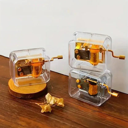 Gold-Plated Hand-Cranked Music Box Interactive Mechanical Musical Gift - 