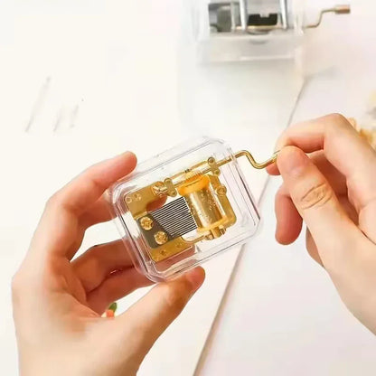 Gold-Plated Hand-Cranked Music Box Interactive Mechanical Musical Gift - 