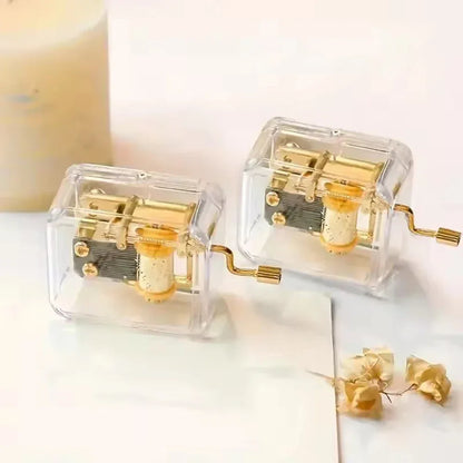 Gold-Plated Hand-Cranked Music Box Interactive Mechanical Musical Gift - 