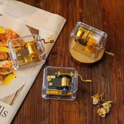 Gold-Plated Hand-Cranked Music Box Interactive Mechanical Musical Gift - 
