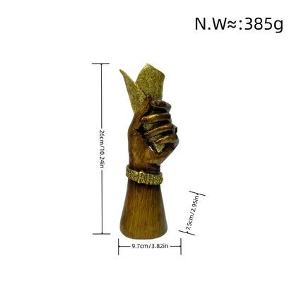 Creative Hand Vase Sculpture – Artistic Resin Hand Flower Vase Home Decor - Gold