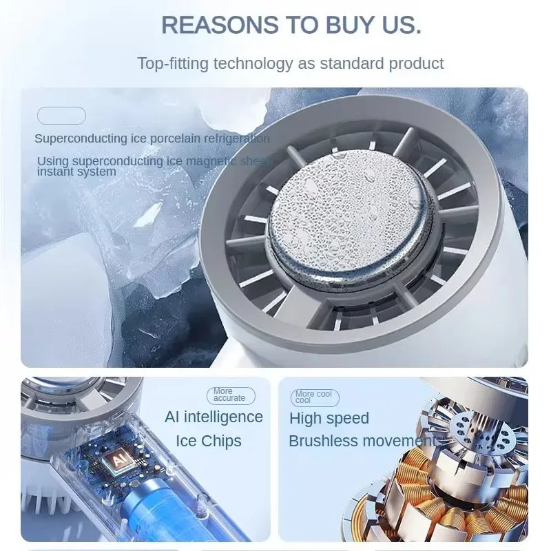Handheld Ice Compressed Fan Semiconductor Cooling USB Portable Turbo Fan - White
