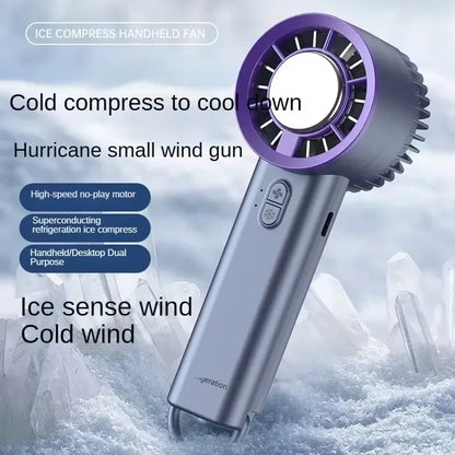 Handheld Ice Compressed Fan Semiconductor Cooling USB Portable Turbo Fan - Blue