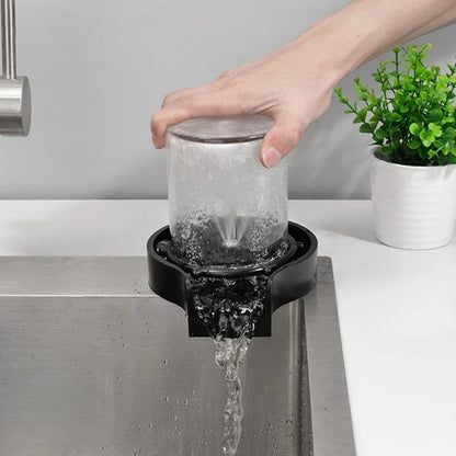High-Pressure Glass Rinser for Kitchen Sink Automatic Cup & Bottle Washer - Black