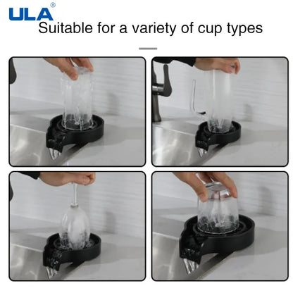 High-Pressure Glass Rinser for Kitchen Sink Automatic Cup & Bottle Washer - Black
