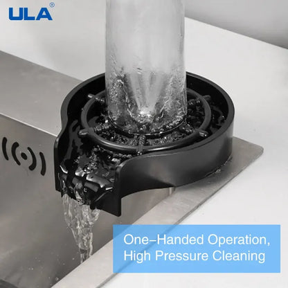 High-Pressure Glass Rinser for Kitchen Sink Automatic Cup & Bottle Washer - Black