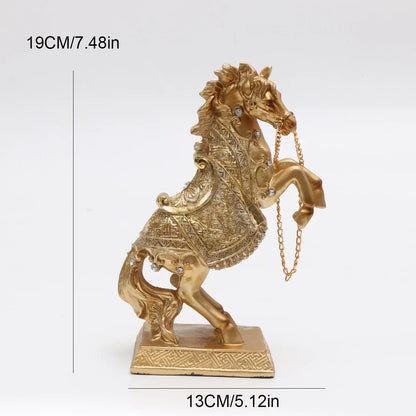 Elegant Golden Horse Statue Majestic Resin Sculpture for Office & Home Decor - 