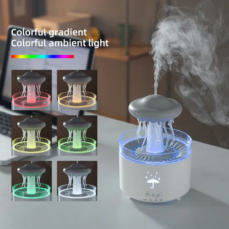Humidifier with colorful gradient lights on a desk