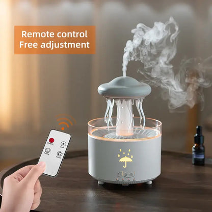 Humidifier with remote control on a wooden surface