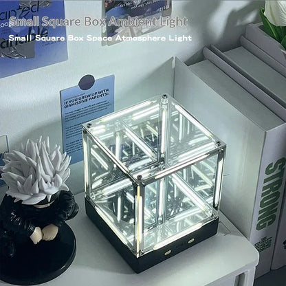 4D Hypercube LED Night Light Wireless DIY Acrylic Display Box - White