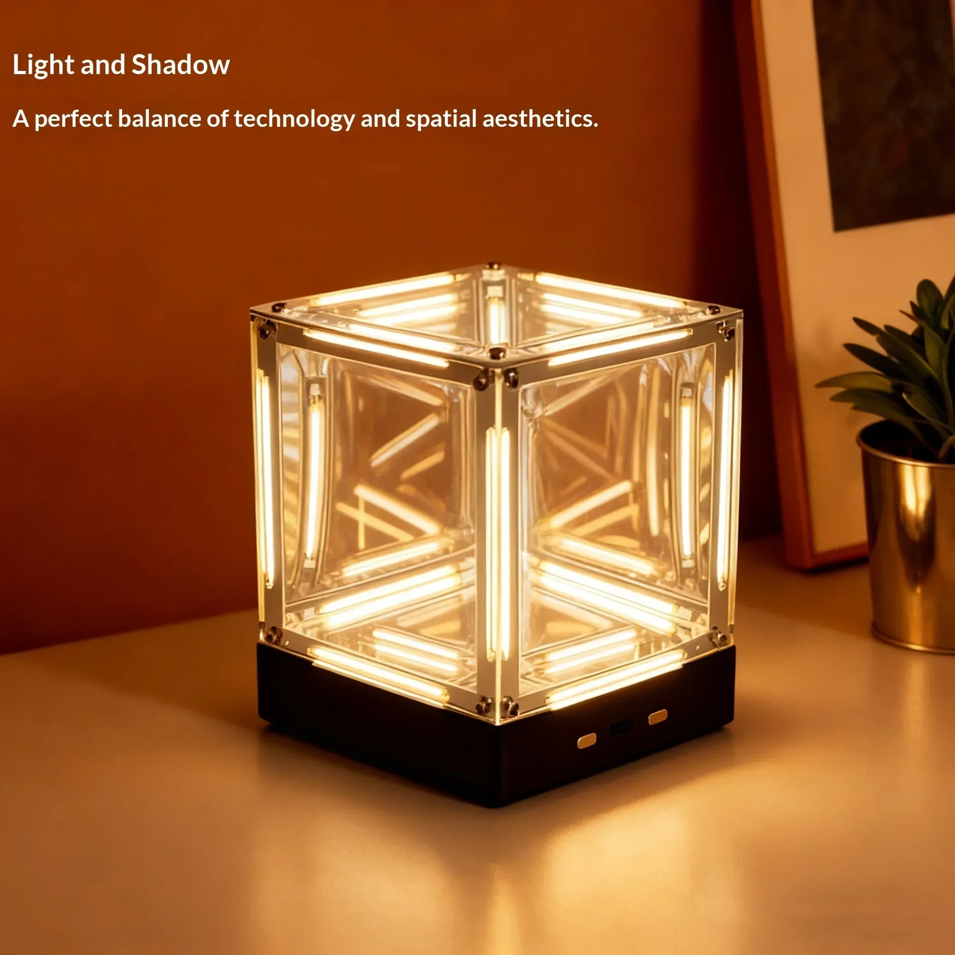 4D Hypercube LED Night Light Wireless DIY Acrylic Display Box - White