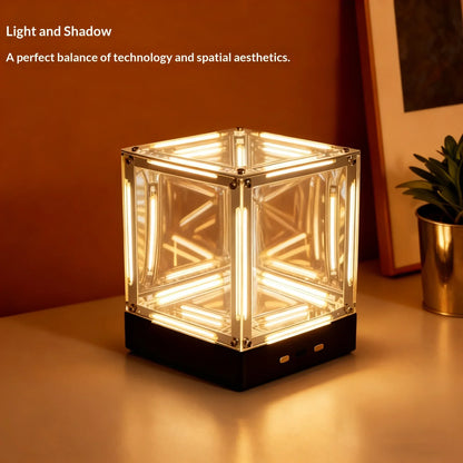 4D Hypercube LED Night Light Wireless DIY Acrylic Display Box - White