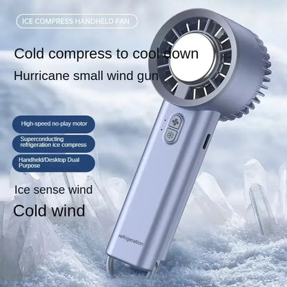 Handheld Ice Compressed Fan Semiconductor Cooling USB Portable Turbo Fan - Gray