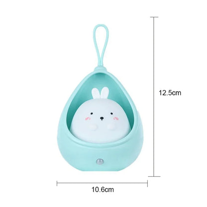 Small blue container with a cartoon character on a white background