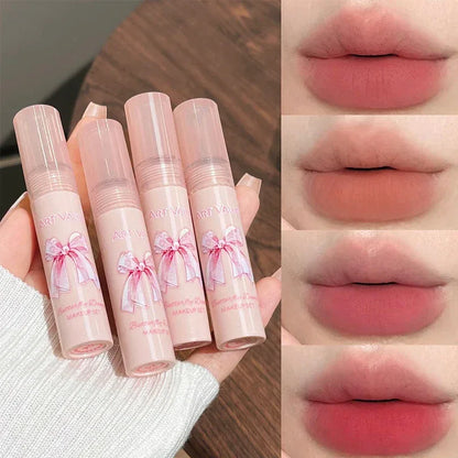 6Pcs Matte Lipstick & Blush Palette Set Velvet Nude Lip Glaze & Necklace Gift - 
