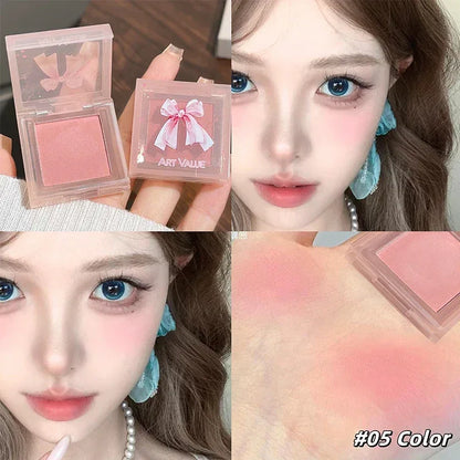 6Pcs Matte Lipstick & Blush Palette Set Velvet Nude Lip Glaze & Necklace Gift - 