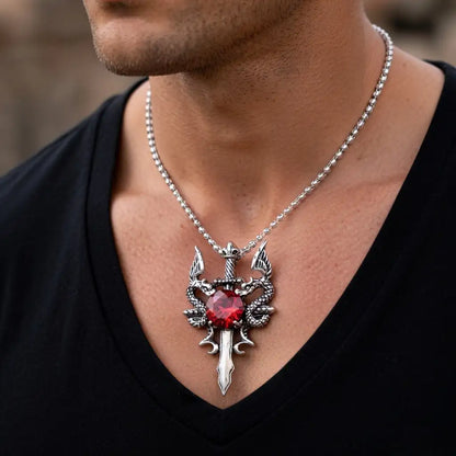 Men's Gothic Dragon Long Necklace