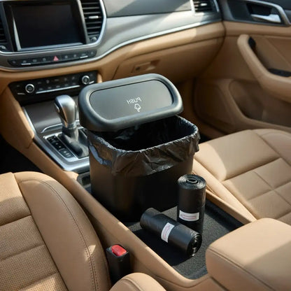 Mini Car Trash Can with Lid – Leak-Proof Pressing Storage Bucket & Bags