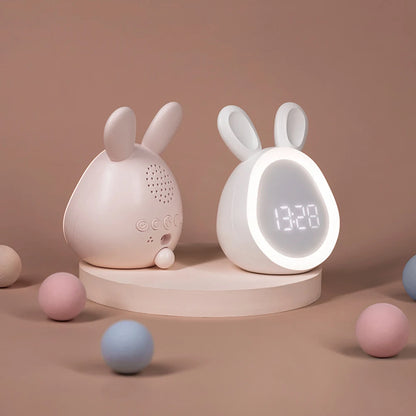 Mini Rabbit LED Alarm Clock – Voice Control Night Light Rechargeable
