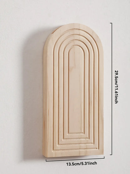 Boho Arched Wooden Wall Vase – Minimalist Wall Mounted Planter - Brown