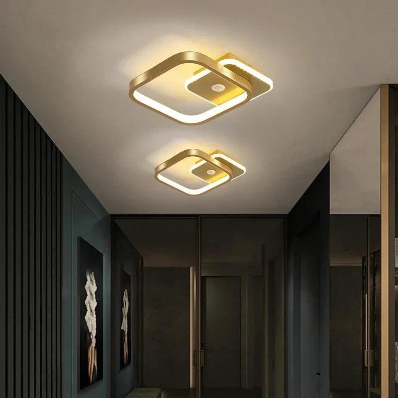 Modern Black PIR Motion Sensor Ceiling Light - Smart Indoor Induction Lamp