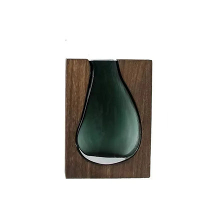 Creative Wooden Frame Glass Vase – Modern Hydroponic Flower Holder Decor - Style B- Large