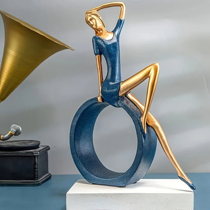 Yoga Reading Girl Ornament - Modern Resin Literary Sculpture