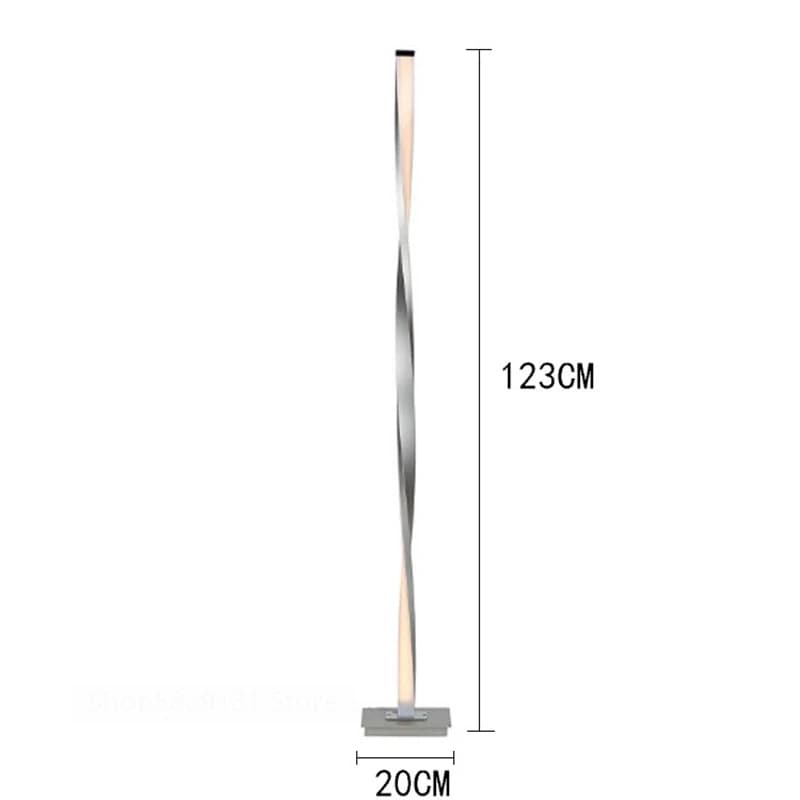Modern pendant light with dimensions on a white background