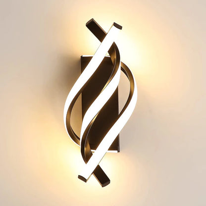 Modern wall light fixture with a decorative design on a neutral background