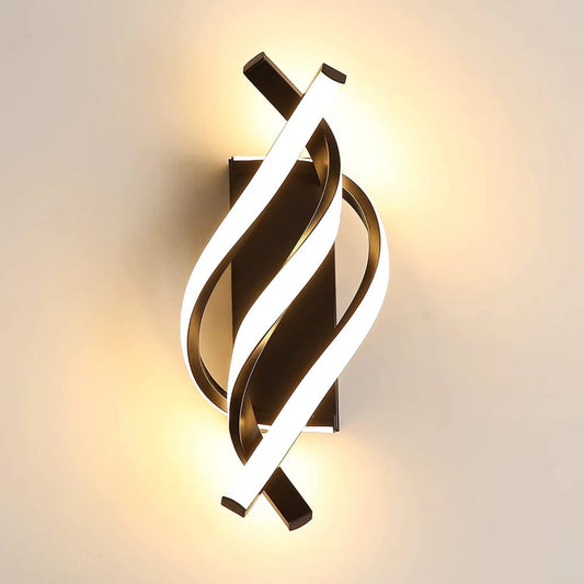 Modern wall light fixture with a decorative design on a neutral background