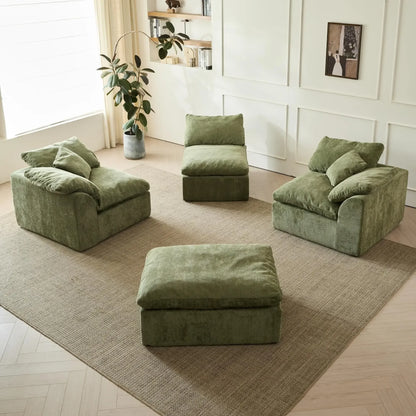 109" Modular Cloud Sectional Sofa 6-Piece Deep Seat Corduroy L-Shaped Couch - Ninjanew