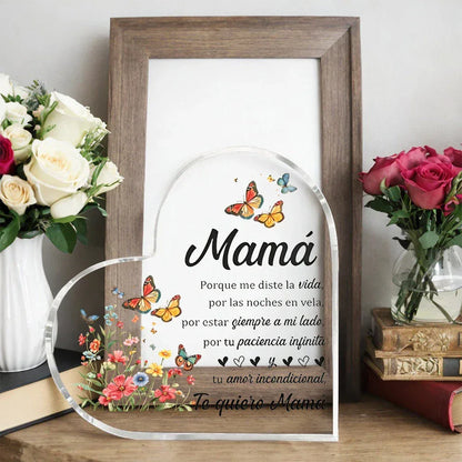 Best Mom Transparent Heart Ornament Modern Birthday Gift from Daughter or Son - 