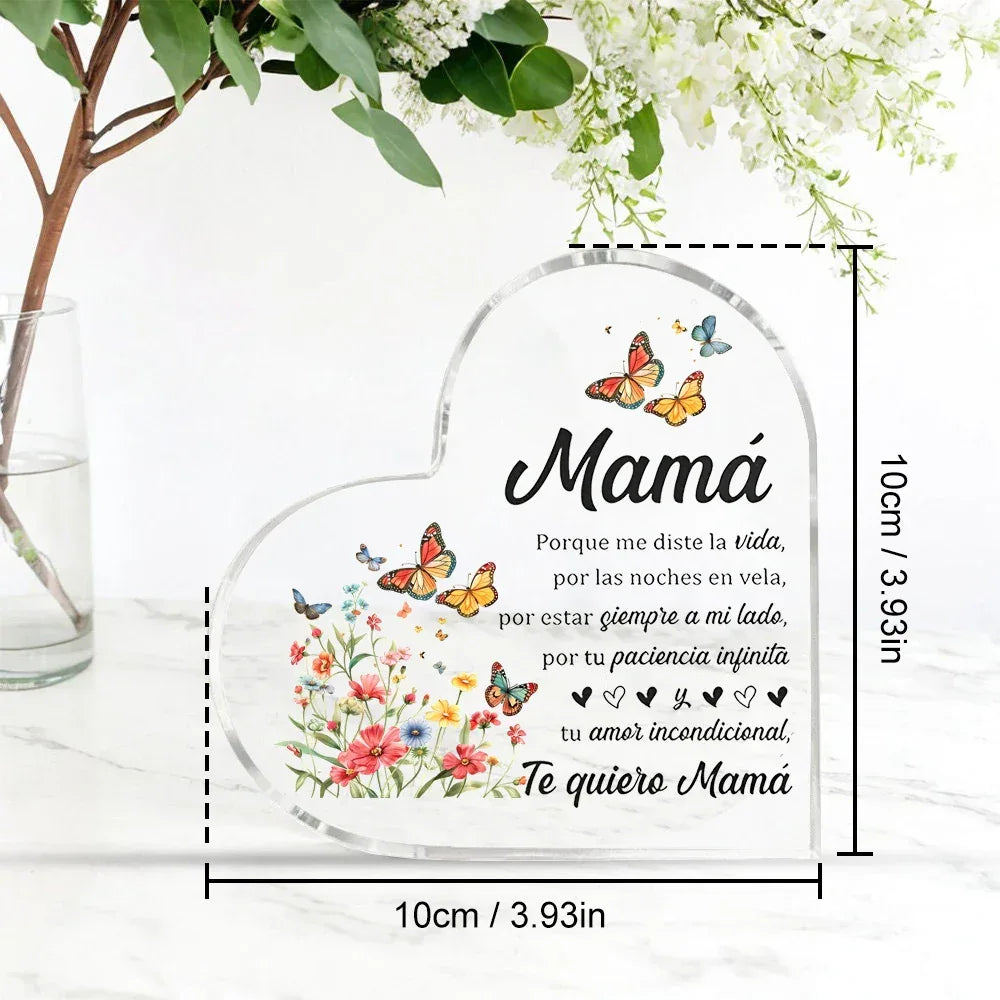 Best Mom Transparent Heart Ornament Modern Birthday Gift from Daughter or Son - 