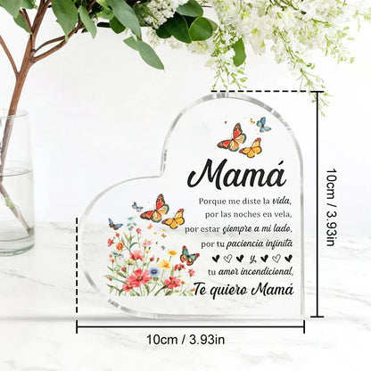 Best Mom Transparent Heart Ornament Modern Birthday Gift from Daughter or Son - 