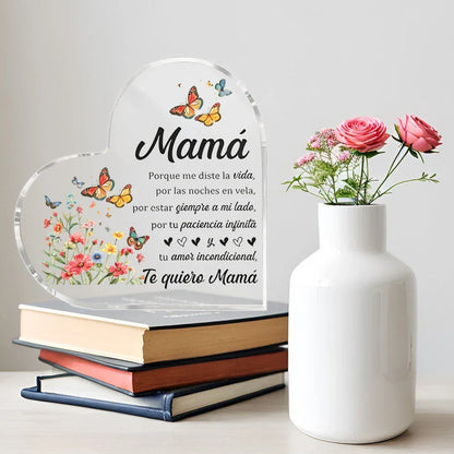 Best Mom Transparent Heart Ornament Modern Birthday Gift from Daughter or Son - 