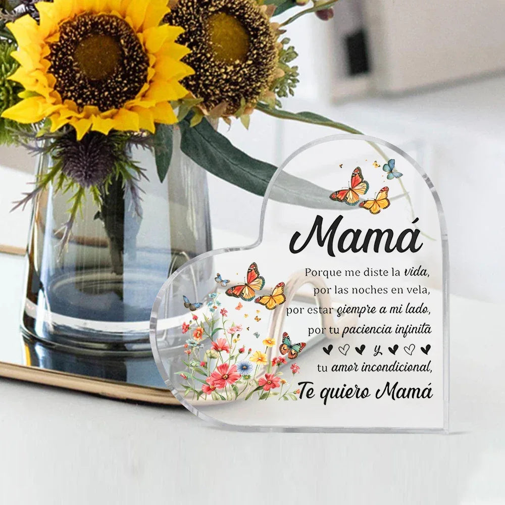 Best Mom Transparent Heart Ornament Modern Birthday Gift from Daughter or Son - 