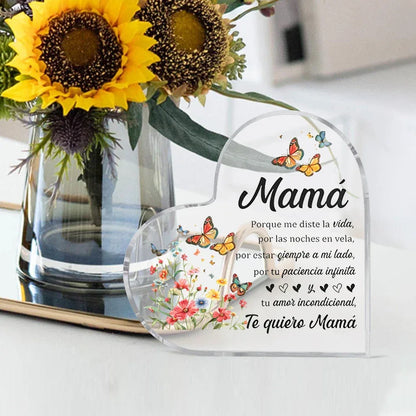 Best Mom Transparent Heart Ornament Modern Birthday Gift from Daughter or Son - 