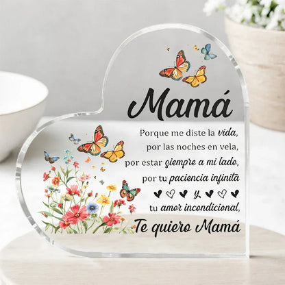 Best Mom Transparent Heart Ornament Modern Birthday Gift from Daughter or Son - 