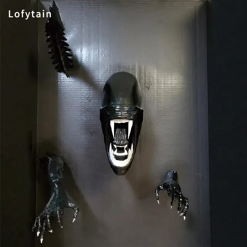 Alien Xenomorph Wall Sculpture – Sci-Fi Monster Breakthrough Wall Decor - 