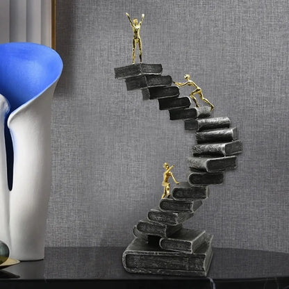Abstract Success Ladder Sculpture – Motivational Resin Climbing Statue 