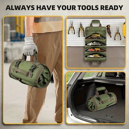 Professional Multi-Pocket Tool Roll-Up Bag Portable Hardware Organizer