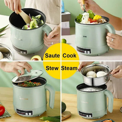 1.7L Multifunctional Electric Pot Non-Stick Cooker for Dorms & Small Kitchens - Green Single pot / 110V / EU