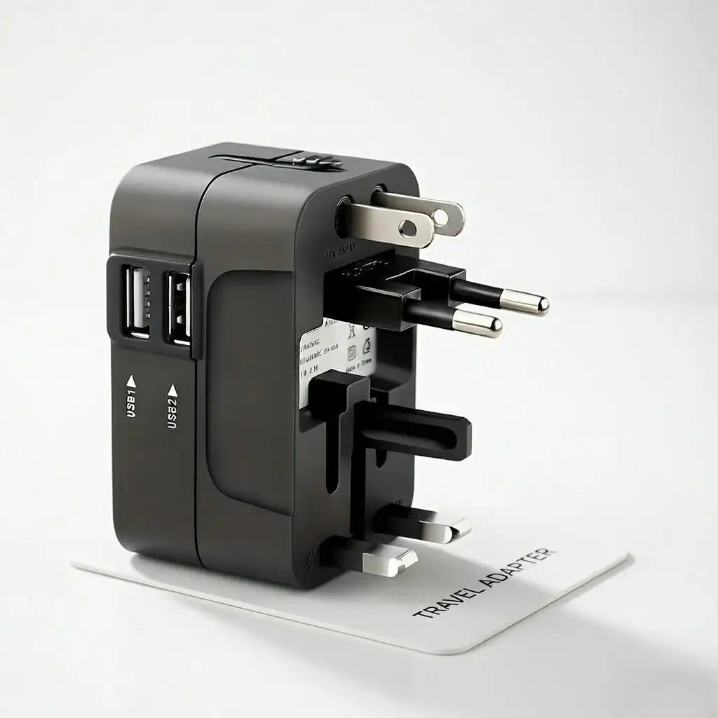 Addaptor Universal Travel Adapter with Dual USB Surge Protection | Ninjanew