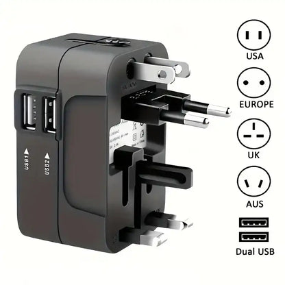 Multiplug adapter with multiple sockets and USB ports on a white background