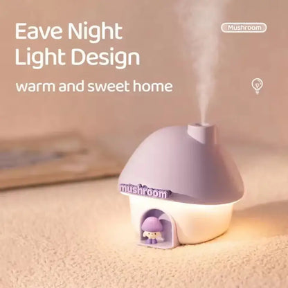 Mushroom-shaped night light with 'Eave Night Light Design' text and 'warm and sweet home' description.