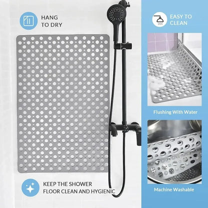 Non-Slip Square Bathroom Mat Suction Cup Shower Massage & Drainage Mat