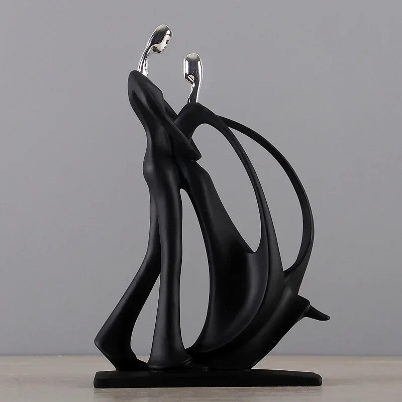 Nordic Dancing Couple Sculpture – Modern Abstract Resin Art