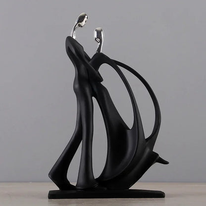 Nordic Dancing Couple Sculpture – Modern Abstract Resin Art