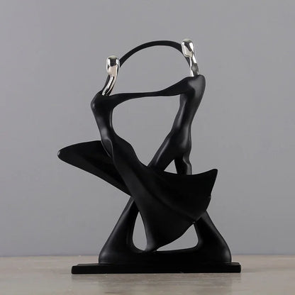 Nordic Dancing Couple Sculpture – Modern Abstract Resin Art